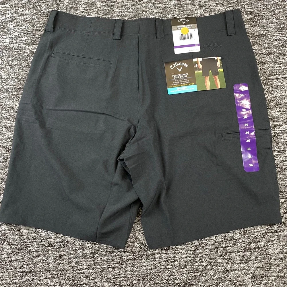 NWT Callaway Performance Golf Shorts Mens 36 Caviar Black 9 In Opti Dri UPF 50